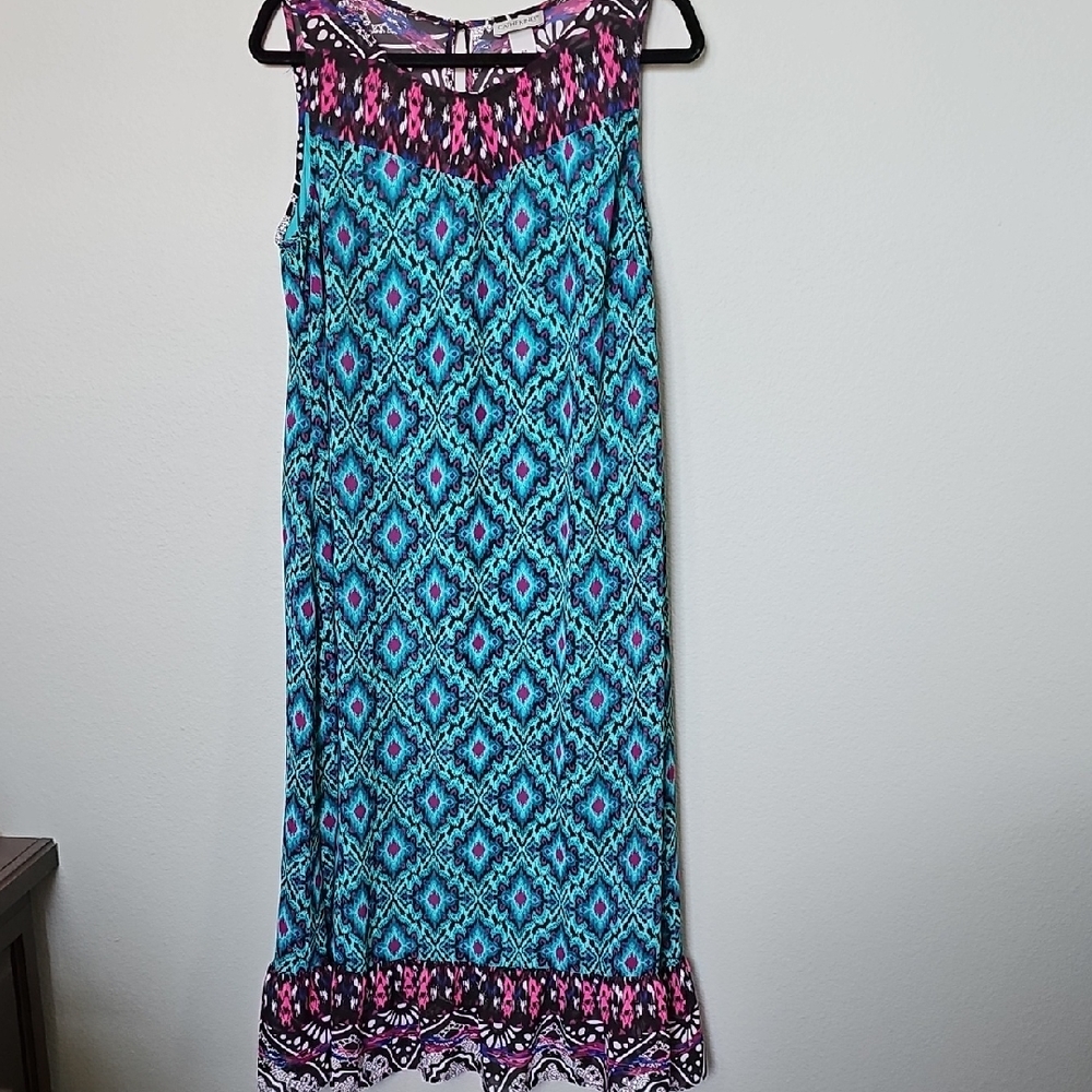 Catherines Boho Flowy Sleeveless Geometric Midi Dress 0X